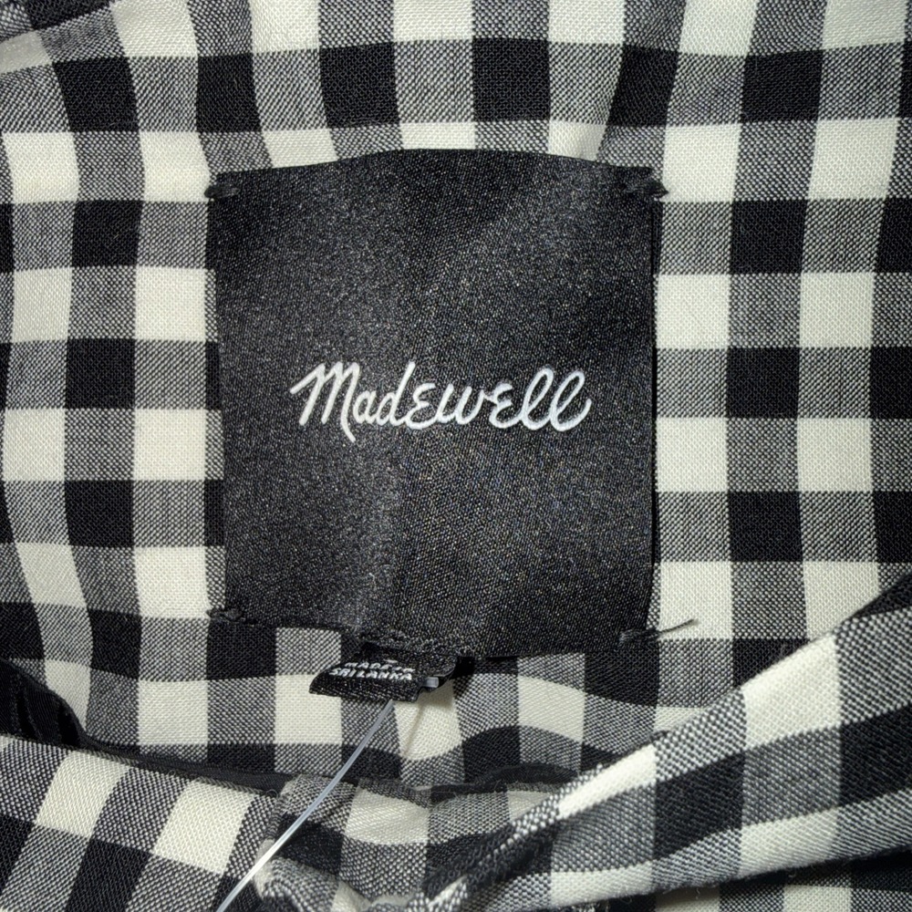 Madewell Single-Breasted Crewneck Vest Size 4 Black White Check Lined NWT - Picture 3 of 10